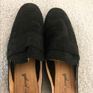 Free people black suede mules